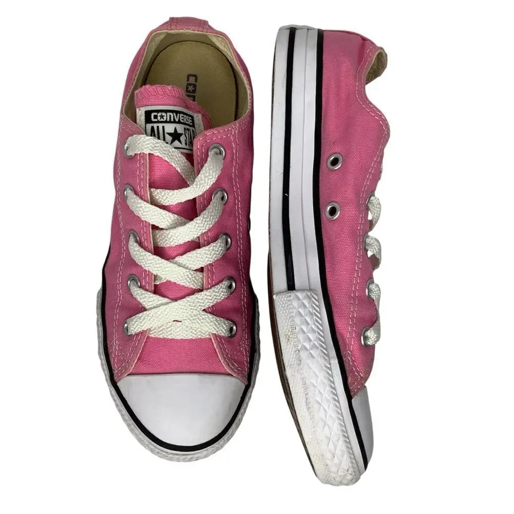 Converse Chuck Taylor All Star Low Top Lace Tie Big Girls Pink Sneakers Sz 3